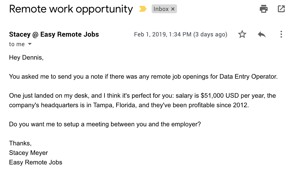 Get remote opportunities by email